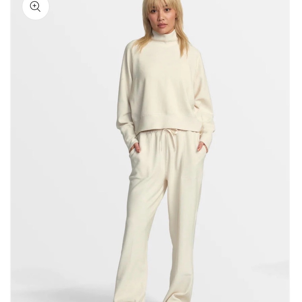 RVCA Sofie Waffle Set Cream Turtleneck Lounge